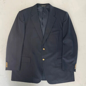Samuelsohn J.P. Tilford Harry Rosen Todd Lined Wool Blazer Navy w Brass 48 R